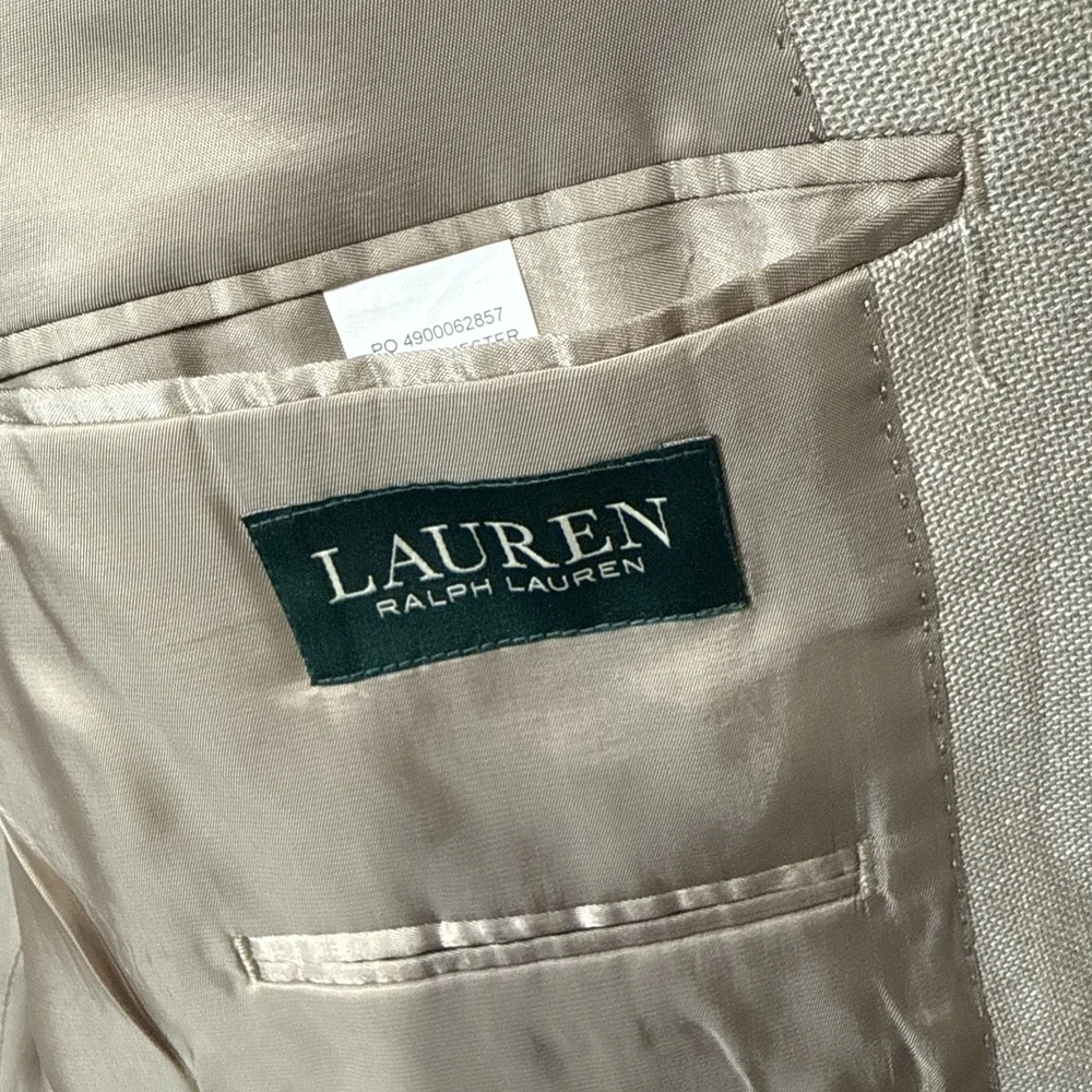 Lauren Ralph Lauren 50L Hopsack Sport Coat Blazer Tan Beige 2 Button Textured